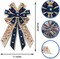 Threetols Large Patriotic Wreath Bows, Patriotic Star Bows for Wreath Memorial Day Burlap Stripes Bows for Front Door, Red Blue Linen American Flag Bows for 4th of July Indoor Outdoor Tree Decor
